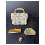 Vintage Ladies Handbag Collection with Lily-Bet Palm Beach Wicker Purse and Accessories