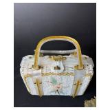 Vintage Ladies Handbag Collection with Lily-Bet Palm Beach Wicker Purse and Accessories