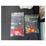 Group of Assorted Vintage Buttons, Glass Bowls, Basket, and Miniature Decor