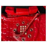 Red Faux Croc Purse with Novelty Telephone Handset Design - wiring for actual phone (untested)