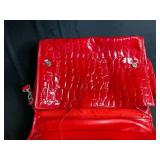 Red Faux Croc Purse with Novelty Telephone Handset Design - wiring for actual phone (untested)