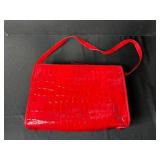 Red Faux Croc Purse with Novelty Telephone Handset Design - wiring for actual phone (untested)