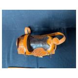 Tooled Leather Saddle Purse with Floral Wallet and Card Holder