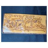 Tooled Leather Saddle Purse with Floral Wallet and Card Holder
