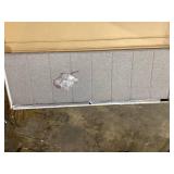 KOMFOTT Linen Upholstered Headboard for Full & Queen Size Bed, Vertical Channel Tufted Rectangular Headboard with Solid Wood Legs & Adjustable Width, Padded Bed Backboard, Easy Assembly (Gray)