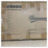 Outsunny 34" Raised Garden Bed, Elevated Wooden Planter Box with Holes for Vegetables, Herb, Flowers for Backyard, Dark Gray