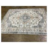 Area Rug for Living Room - 8ft x 10ft Soft Washable Oriental Vintage Floral Distressed Large Carpet - Fade Stain Resistant Non Slip Rugs for Bedroom Dining Room Nursery Dorm Office Home Decor - Blue/B