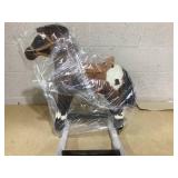 Qaba Kids Wooden Plush Ride-On Rocking Horse Chair Toy with Realistic Sounds Dark Brown/White