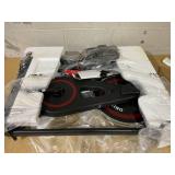 Soozier Exercise Bike, Flywheel Indoor Stationary Bike, Adjustable Height and Resistance, with LCD Monitor, Comfortable Seat Cushion, 264 lbs Capacity, Black and Red