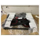 Soozier Exercise Bike, Flywheel Indoor Stationary Bike, Adjustable Height and Resistance, with LCD Monitor, Comfortable Seat Cushion, 264 lbs Capacity, Black and Red