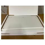 Costway Front Reception Counter Desk Checkout Office Desk with Open Shelf and Lockable Drawer White