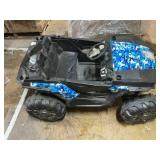 Aosom 12V Kids Ride On Truck, 10Ah Electric Car Off-Road UTV with Bluetooth, Remote Control, Suspensions, USB, MP3, Lights, 3 Speeds & 4 Motors, Blue (Slightly Used )