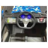 Aosom 12V Kids Ride On Truck, 10Ah Electric Car Off-Road UTV with Bluetooth, Remote Control, Suspensions, USB, MP3, Lights, 3 Speeds & 4 Motors, Blue (Slightly Used )