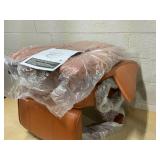 HOMCOM Faux Leather Recliner Chair, Swivel Recliner with Footrest, Armrest and Wood Base for Living Room, Orange (Missing Hardware)