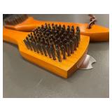 Pair of Wooden Grill Cleaning Brushes with Metal Scrapers