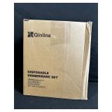 Qinline Disposable Dinnerware Set - 300 Pieces for 50 Guests