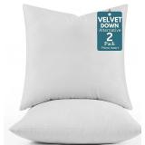 Lane Linen Velvet Throw Pillows 2 Pack - 18 x 18 Inches