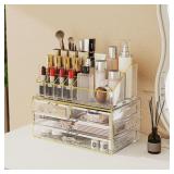 Delamu Clear Makeup Organizer with Drawers - 2-Pack