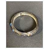 Westclox Travel Alarm Clock in Brown Case & Filigree Bracelet with Blue Stones