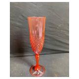 Pink Glass Champagne Flute - Diamond-Cut Pattern, 9 in Tall