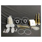 Brass Pendant Light Kit with Dual LED Ring Frames, Diffuser Spheres & Remotes