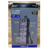 Commercial Electric 6 FT Cord + 12 Outlet