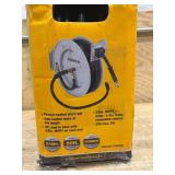 Klutch Auto-Rewind Air Hose Reel with 3/8in. x 50ft. Rubber Hose, 300 PSI