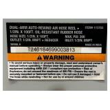 KLUTCH Dual-Arm Auto Rewind Air Hose Reel + 1/2IN. X 100FT. Oil Resistant Hose