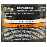 NorthStar Cast Iron Submersible Trash Water Pump, 3965 GPH Max. Flow, 2in. Port