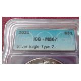 2021 1 oz American Silver Eagle - ICG MS67