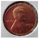 Nice 1955-S Wheat Penny With Extra Metal in Lettering