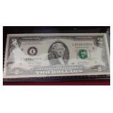 Uncirculated $2 Note in Collectible Holder