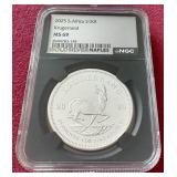 2025 South Africa 1 oz Silver Krugerrand - NGC MS69