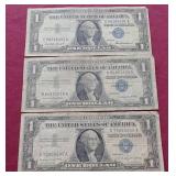 (3) Silver Certificate $1 Notes