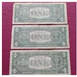 (3) Silver Certificate $1 Notes