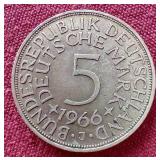 1966 Germany Silver 5 Mark Coin