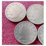 (5) Liberty "V" Nickels