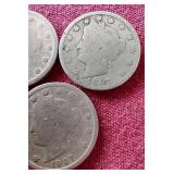 (5) Liberty "V" Nickels
