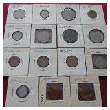 (15) Vintage Foreign Coins in Flips