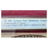 Amazing 1862 Virginia Treasury Note Civil War $1 - PCGS EF40