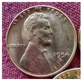 (3) Gorgeous Uncirculated Red 1954-S Wheat Pennies