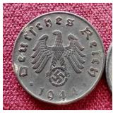 (2) WW2 Germany Third Reich Coins - 5 & 10 Pfennig