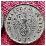 (2) WW2 Germany Third Reich Coins - 5 & 10 Pfennig