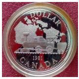 1981 Canada Trans-Canada Railway Commemorative Proof Silver Dollar