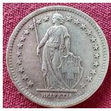 1944 Switzerland Silver 2 Francs Coin