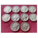 (10) Mercury Dimes