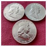 (3) Beautiful Uncirculated Franklin Half Dollars