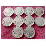 (10) Buffalo Nickels
