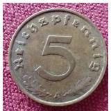 1937 Germany Third Reich 5 Pfennig Coin