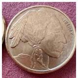 (2) Buffalo 1 oz Copper Rounds